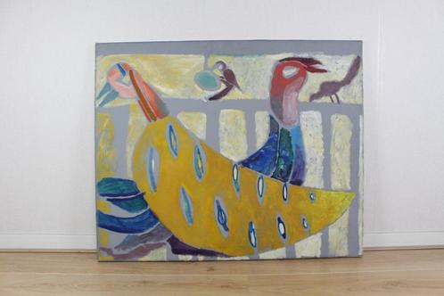 Modern schilderij vogels abstract expressionisme vintage, Antiek en Kunst, Kunst | Schilderijen | Modern, Ophalen of Verzenden