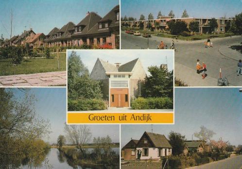 ANDIJK Dorpsgezichten Plas Kerk Straat Groeten, Verzamelen, Ansichtkaarten | Nederland, Gelopen, Noord-Holland, 1960 tot 1980