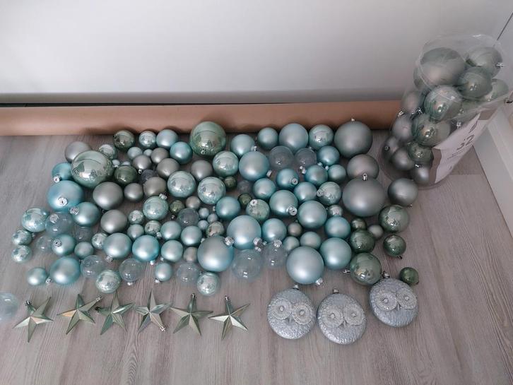 Groen/blauwe kerstballen, Diversen, Kerst, Zo goed als nieuw, Ophalen of Verzenden