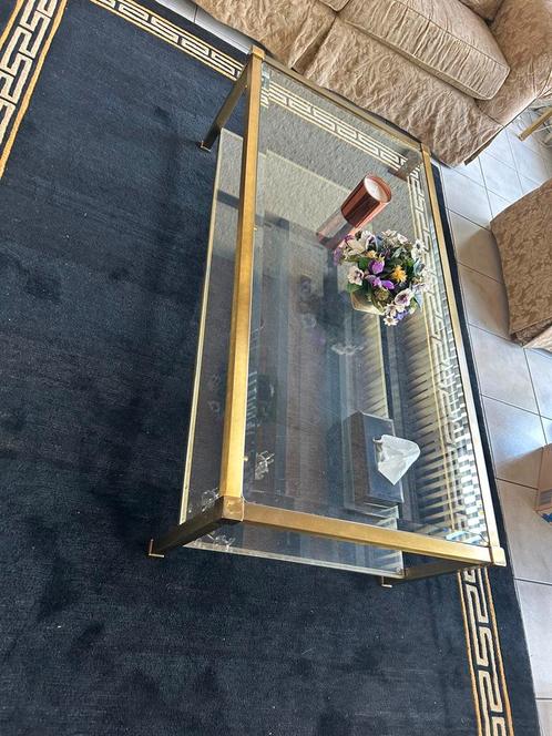 Prachtige tafel met in facet geslepen glas, Huis en Inrichting, Tafels | Salontafels, Zo goed als nieuw, Minder dan 50 cm, 50 tot 100 cm