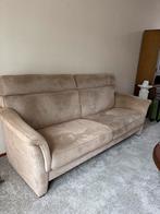 Driepersoons stoffen beige bank, Ophalen, Gebruikt, Driepersoons, 75 tot 100 cm