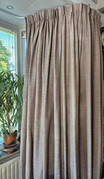 10 gordijnen bruin linnen-look horizontaal total 11.20 breed, Huis en Inrichting, Ophalen of Verzenden, Zo goed als nieuw, Bruin