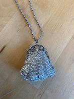 Vintage Ketting met klein beursje vol kralen hanger zgan!, Ophalen of Verzenden, Zo goed als nieuw, Zilver, Overige materialen