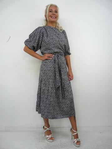 *Abfab Vintage Donkerblauwe Jurk met Bloemetjes L* beschikbaar voor biedingen