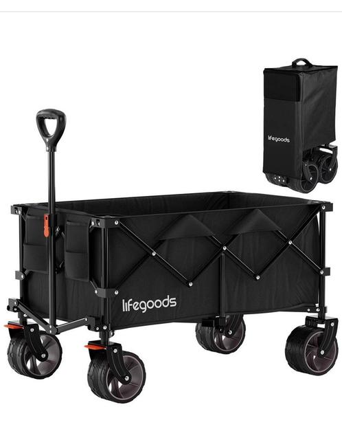 LifeGoods Bolderkar XL - 200L - 100KG - opvouwbare bolderkar, Caravans en Kamperen, Bolderkarren, Zo goed als nieuw, Opvouwbaar