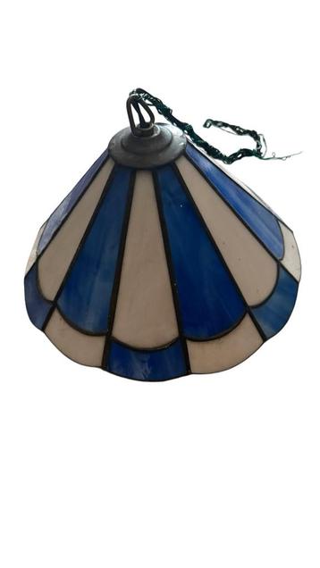 Glas in lood vintage plafondlamp blauw wit beschikbaar voor biedingen