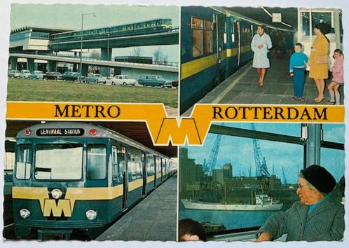 4-Luik Metro Rotterdam viaduct auto's 1968, Verzamelen, Ansichtkaarten | Nederland, Ongelopen, Zuid-Holland, 1960 tot 1980, Ophalen of Verzenden