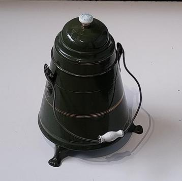 Emaille Oud Hollandsgroene doofpot beschikbaar voor biedingen