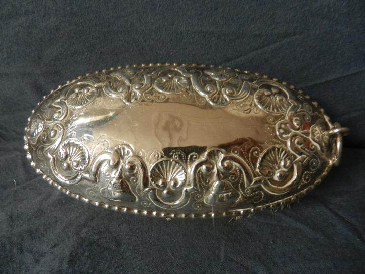 Borstel tafelschuier met zilveren rug en rand, rug 18e eeuw, Antiek en Kunst, Antiek | Goud en Zilver, Zilver, Ophalen of Verzenden