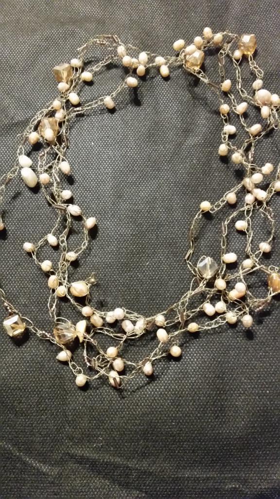 Mooie gehaakte ketting. Past altijd., Sieraden, Tassen en Uiterlijk, Kettingen, Nieuw, Overige materialen, Roze, Ophalen of Verzenden