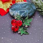 Broche, Speldje, Kerst hulst, Cadeau, Verzamelen, D, Overige materialen, Ophalen of Verzenden, Zo goed als nieuw