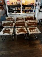 6 eetkamer stoelen, Huis en Inrichting, Stoelen, Ophalen, Gebruikt, Bruin, Metaal
