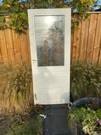 Houten Buitendeur met dubbel Glas 83x201,5 linls draaiend, Doe-het-zelf en Verbouw, Deuren en Horren, Gebruikt, 80 tot 100 cm