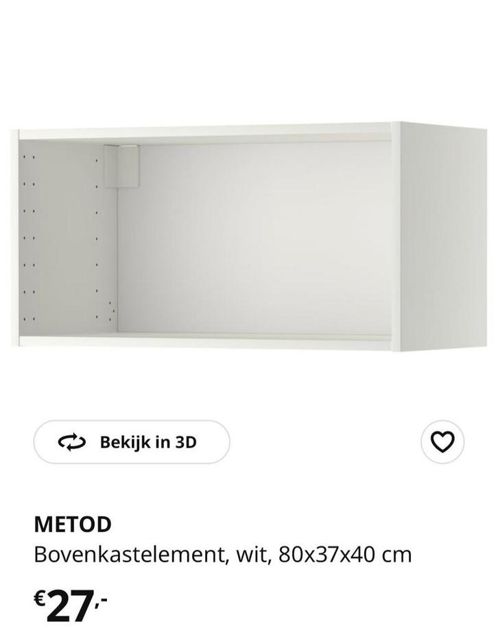 Ikea Metod Bovenkastelement 80x37x40cm - Wit, Huis en Inrichting, Keuken | Keukenelementen, Zo goed als nieuw, Minder dan 100 cm