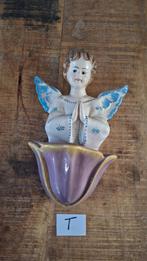 (T) Antieke grote aardewerken wijwaterbak met afb Engel, Antiek en Kunst, Ophalen of Verzenden