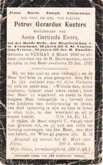 Venray 1840 - 1922 Petrus Kusters, Verzamelen, Bidprentjes en Rouwkaarten, Ophalen of Verzenden, Bidprentje