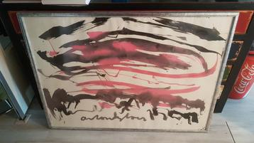 Groot abstract schilderij Anton heyboer afm 113x83 cm beschikbaar voor biedingen
