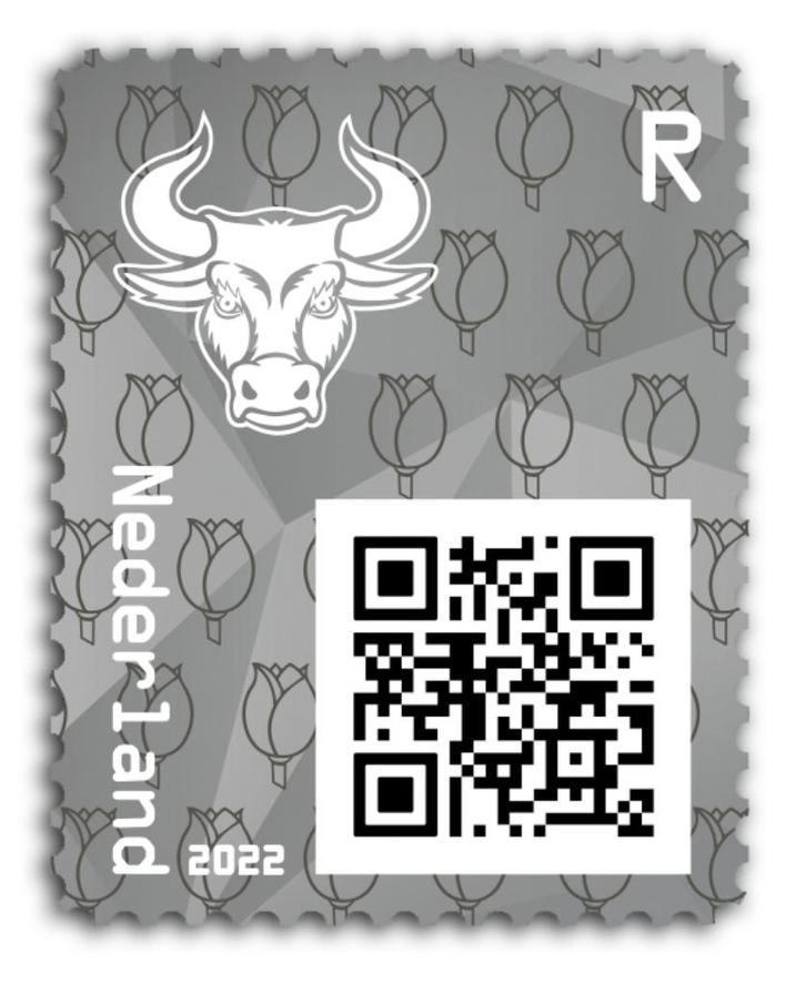 NL crypto zegel 1 - Stier - zwart met NFT, Postzegels en Munten, Postzegels | Nederland, Postfris, Na 1940, Ophalen