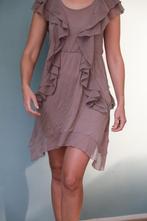 Tricot jurk met voile mt S, H&M, Beige, Ophalen of Verzenden, Zo goed als nieuw