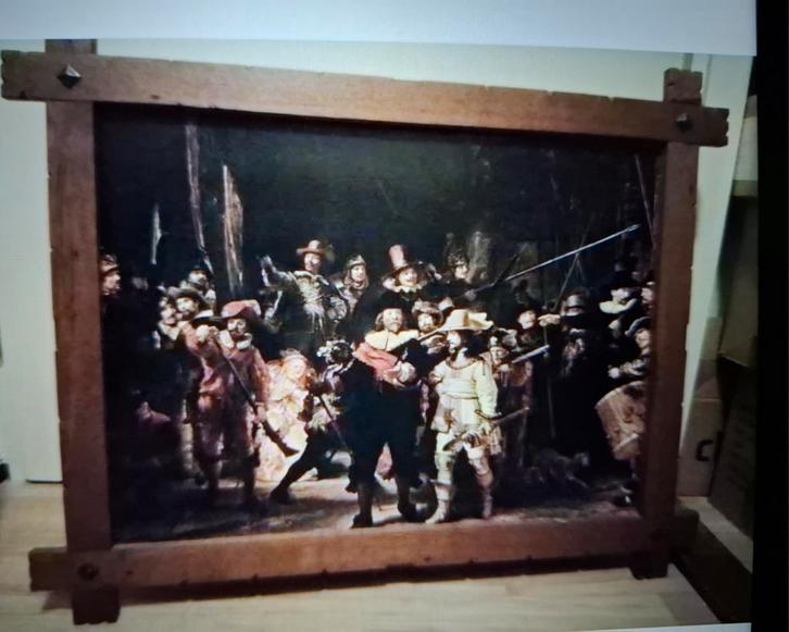 Schilderij nachtwacht, Antiek en Kunst, Kunst | Schilderijen | Abstract, Ophalen