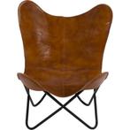 Buffalo vlinderstoel cognac, Huis en Inrichting, Fauteuils, Ophalen, 75 tot 100 cm, Zo goed als nieuw, Metaal