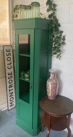 Vintage groene vitrinekast, kast met glazen deur, Ophalen, Gebruikt