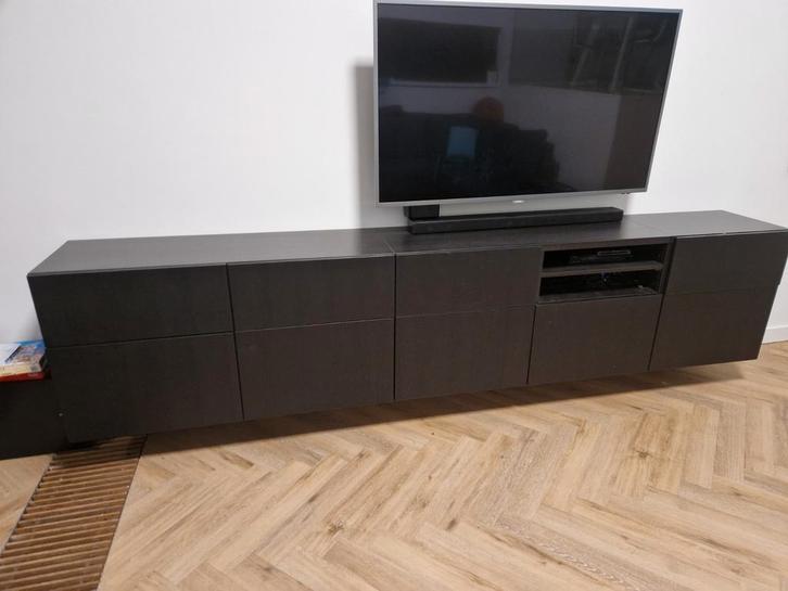 TV meubel 300x64x42 donkerbruin/walnoot IKEA BESTÅ, Huis en Inrichting, Kasten | Televisiemeubels, Zo goed als nieuw, Minder dan 100 cm