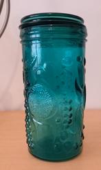 vintage glazen voorraadpot reliëf met fruitmotieven, Ophalen of Verzenden