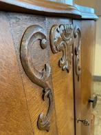 Vintage houten commode met lades en een marmeren blad, Ophalen, 100 tot 150 cm, Vintage, 25 tot 50 cm