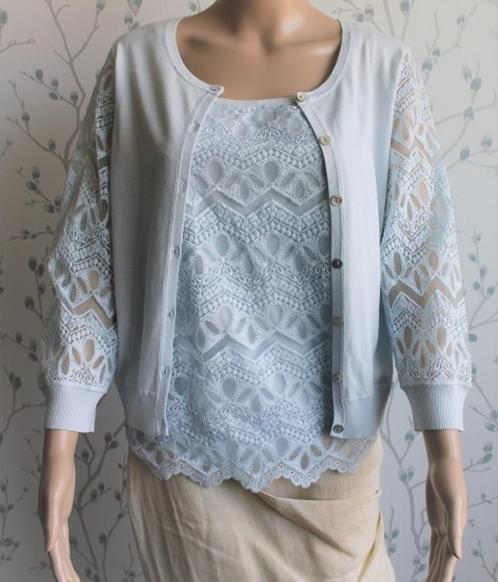 CLAUDIA STRÄTER Licht-Blauw, Zomers Twinsetje maat 36, Kleding | Dames, Tops, Zo goed als nieuw, Maat 36 (S), Blauw, Ophalen of Verzenden