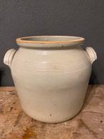 Oude Franse grote grespot 33 cm gres pot oren aardewerk, Ophalen