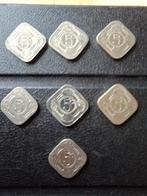 Zeven x 5 Cent Vierkante Munten, Koningin Juliana, Zilver, Ophalen of Verzenden, Losse munt