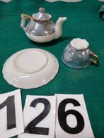 -	Miniservies parelmoer paars blauw, Huis en Inrichting, Keuken | Servies, Ophalen of Verzenden, 'T Olde Gre-j, Info@toldegrej.nl