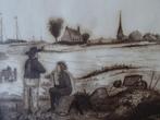 Tekening Sloten 1852 Haarlemmermeer, prent Leidse vaart, Verzenden