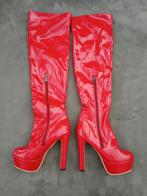 Laklaarzen high heels plateau overknees, Verzenden, Nieuw, Rood