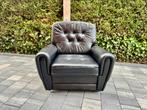 Vintage klassieke zwart leren club chair, Huis en Inrichting, Fauteuils, Minder dan 75 cm, Leer, Ophalen of Verzenden, Zo goed als nieuw