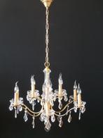 kroonluchter met facet midden vaas en kristallen bladpegels, Ophalen, Gebruikt