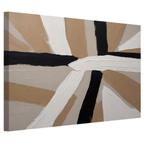 Beige zwart wit abstract canvas 60x40cm - 18mm., Huis en Inrichting, Woonaccessoires | Schilderijen, Tekeningen en Foto's, Minder dan 50 cm