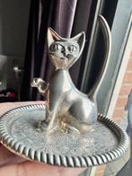 verzilverde ringhouder met een poes - kat, Verzenden