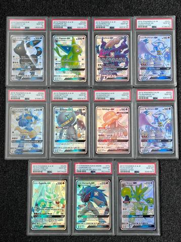 Pokémon 11x PSA 10 GX #SV Hidden Fates - ook los te koop beschikbaar voor biedingen