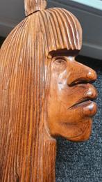 Houtgesneden Beeld van een gezicht, Antiek en Kunst, Ophalen of Verzenden