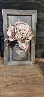 Houten pot met hortensia in lijst, Ophalen of Verzenden, Nieuw