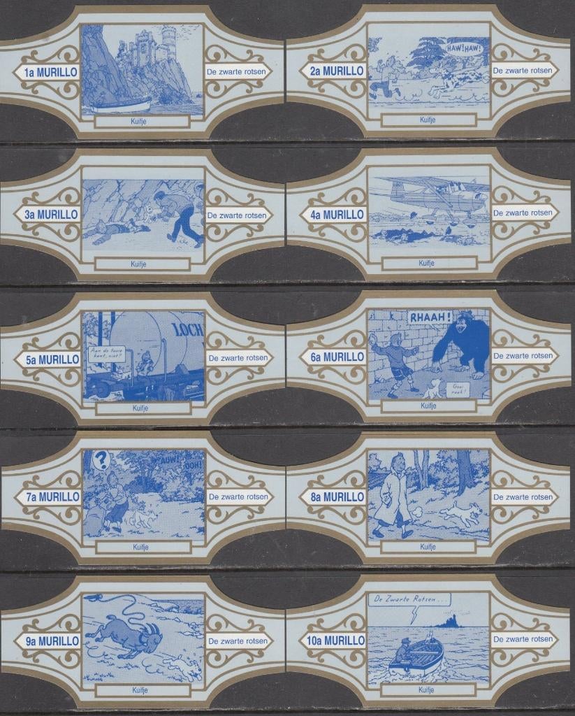 Sigarenbanden van Kuifje De Zwarte Rotsen, Murillo 1a-10a, Ophalen of Verzenden, Nieuw, Sigarenbandjes