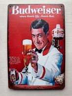 Budweiser Metalen Reclamebord 30 bij 20, Ophalen of Verzenden, Gebruikt