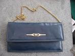 blauw vintage enveloppe tasje met goudkleur schouderketting, Sieraden, Tassen en Uiterlijk, Tassen | Damestassen, Verzenden, Zo goed als nieuw