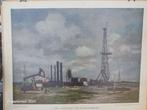 Schoolplaat Het olieveld van Schoonebeek Joop Kropff 1948, Antiek en Kunst, Antiek | Schoolplaten, Ophalen of Verzenden, Overige thema's