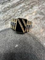 14k Gouden Zegelring met Zirkonia, Sieraden, Tassen en Uiterlijk, Ringen, 19 tot 20, Heer, Nieuw, Ophalen of Verzenden