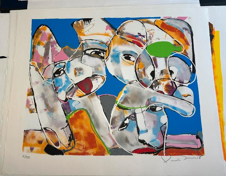 Hond buiten adem van Pim Smit nummer V van XXV, Antiek en Kunst, Kunst | Litho's en Zeefdrukken, Ophalen