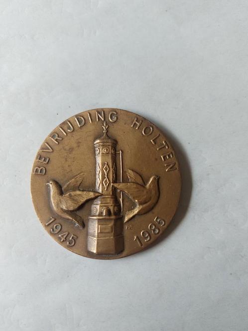 Penning Bevrijding Holten 1945-1985 Canada, Postzegels en Munten, Penningen en Medailles, Brons, Nederland, Ophalen of Verzenden