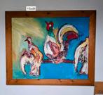 Olieverfschilderij Kippen op Stok, Antiek en Kunst, Kunst | Schilderijen | Klassiek, Ophalen